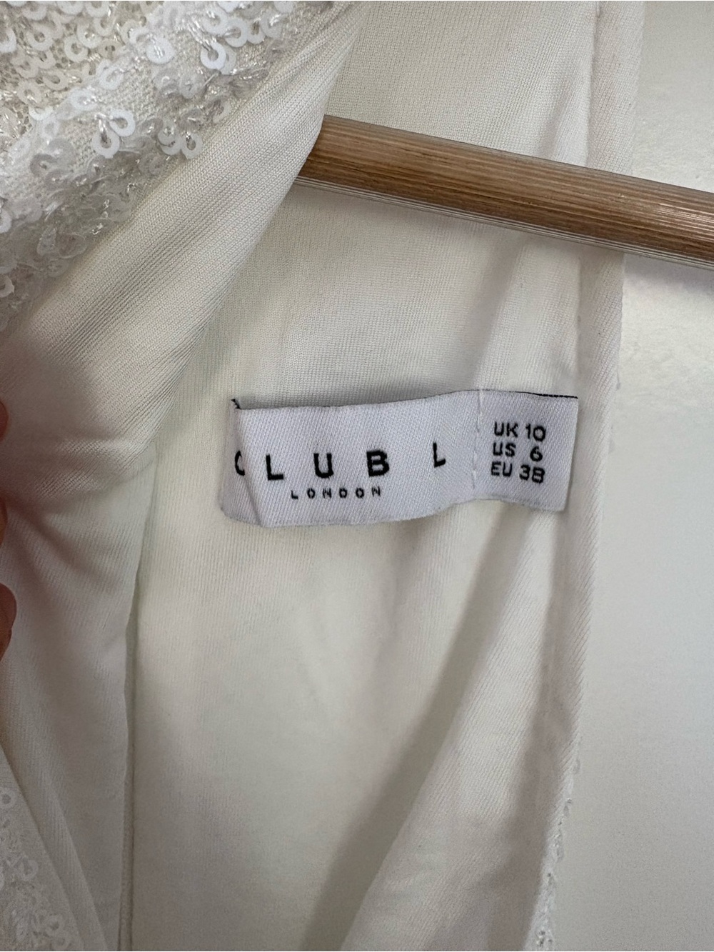 Club L London Lumi White Sequin Feather-Hem Halter Mini Dress - Picture 3 of 4